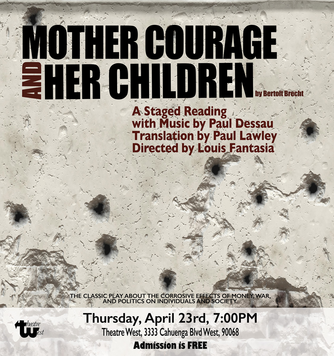 Mother Courage and Her Children staged reading poster